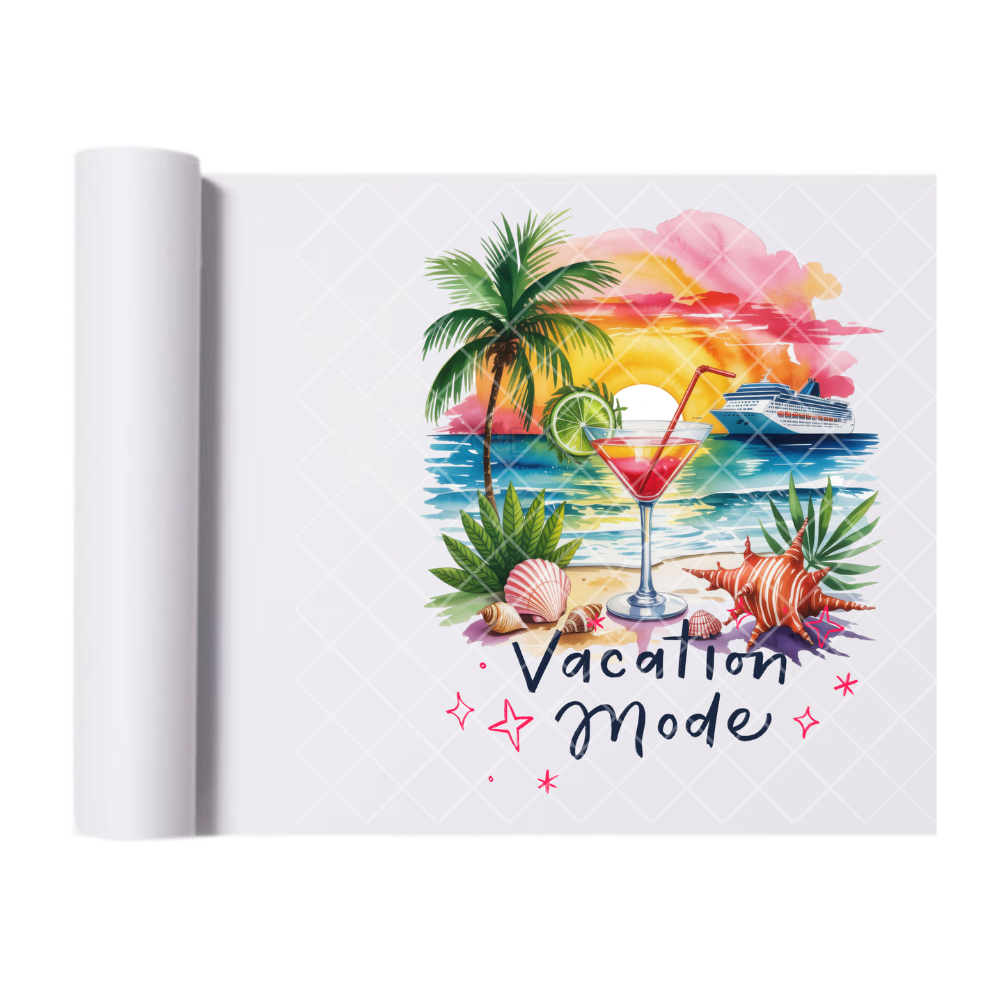 Vacation Mode - Ready To Press Print Transfer for Apparel, Cotton, Polyester & Blends - High-Quality Print- Commercial Grade