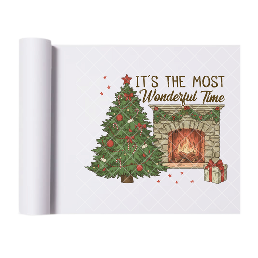 Cozy Fire Place And Tree It’s The Most - Direct-To-Film Heat Transfer for T-Shirts, Cotton, Polyester & Blends - High-Quality Print