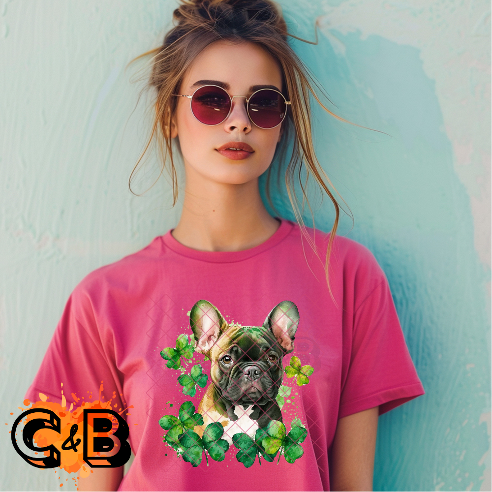 Frenchie patch of clovers PNG