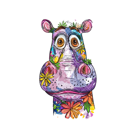 Hippo Daisy Art Painting PNG