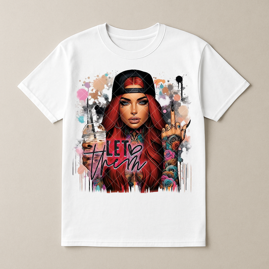 Let Them Babe Red Hair - Premium Graphic T-Shirt for Casual Wear
