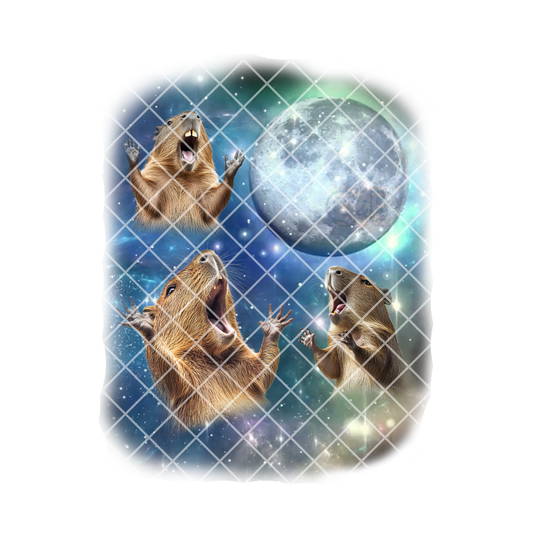 Capybara roaring at the moon PNG