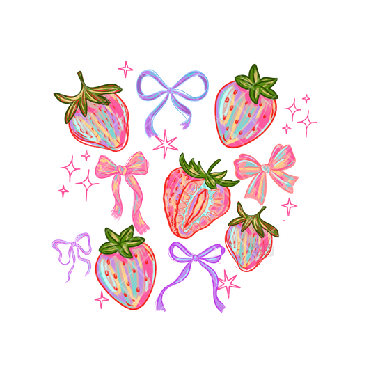 Strawberry’s Blue Ribbons Pink Bows PNG