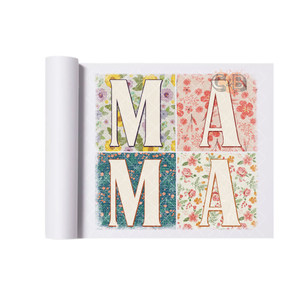 MAMA Floral Blocks DTF Transfer