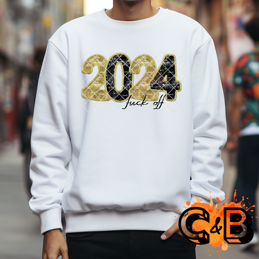 2024 F#ck Off black and gold T Shirt