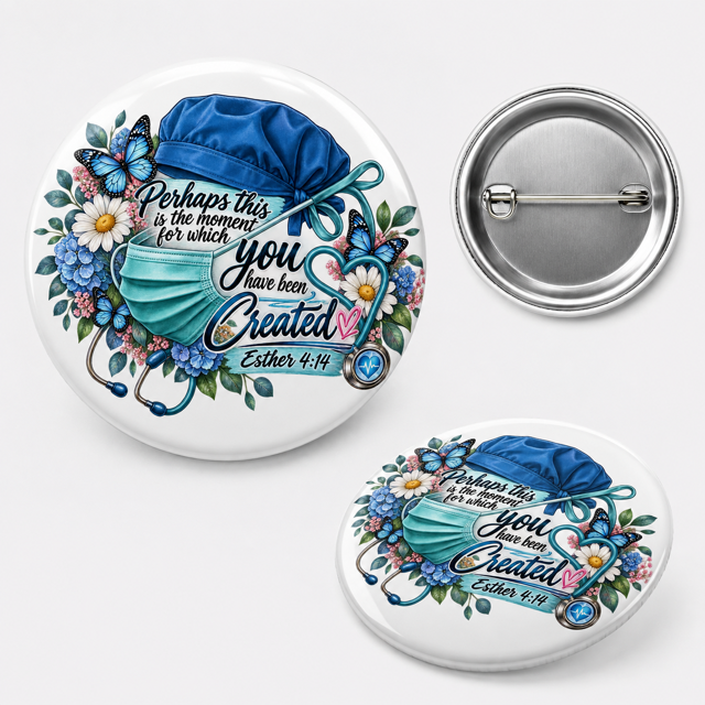 Nurse Faith & Flourish Pinback Buttons 3-Pack
