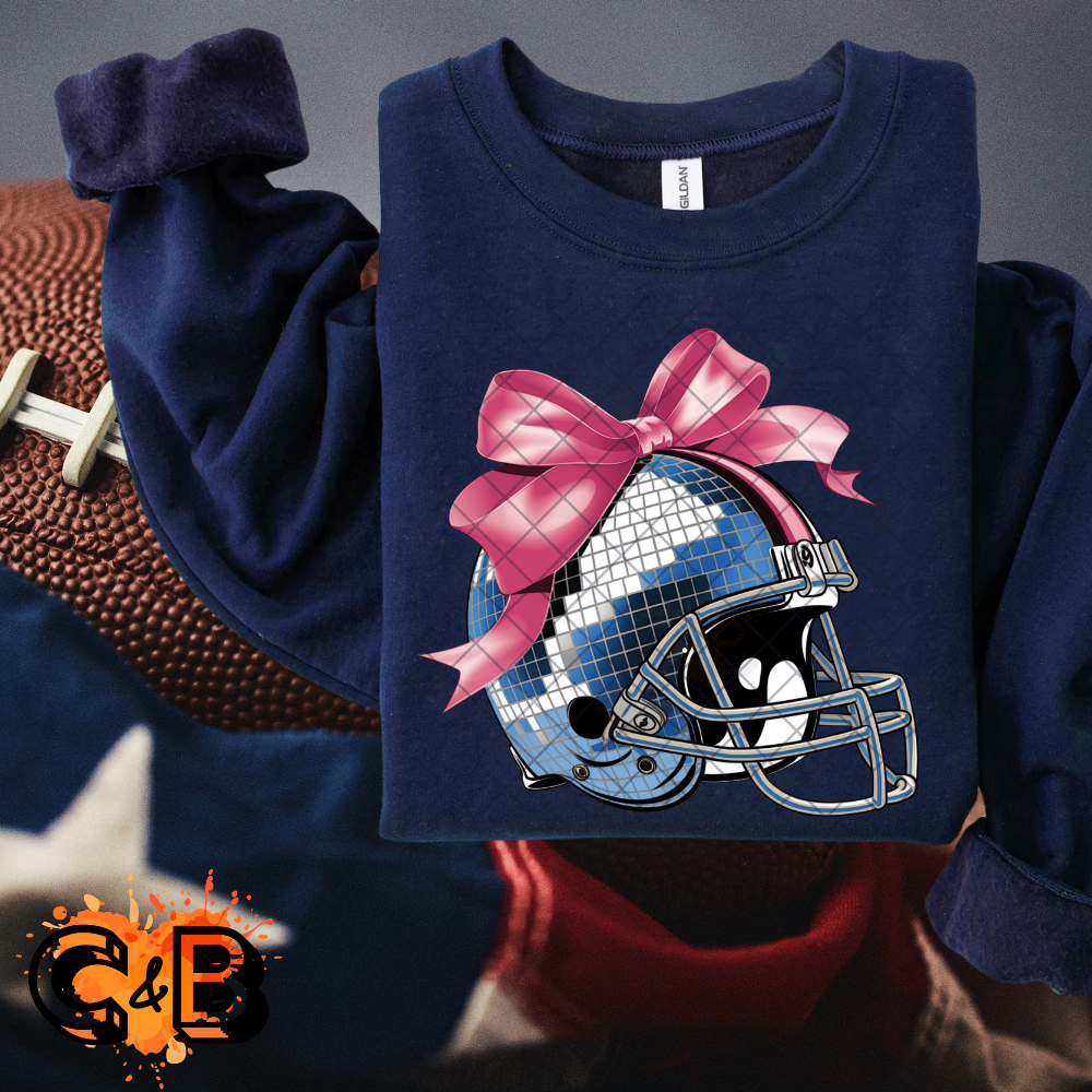 Football helmet disco ball pink bow PNG