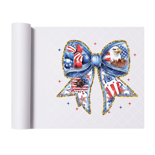American Flag Eagle Bow - Direct Print Film Transfer for Trendy T-Shirts, Cotton, Polyester & Blends - High-Quality Print