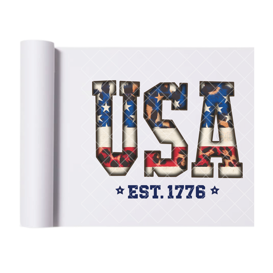 EST. 1776 USA - Direct Print Film Transfer for T-Shirts, Cotton, Polyester & Blends - High-Quality Print