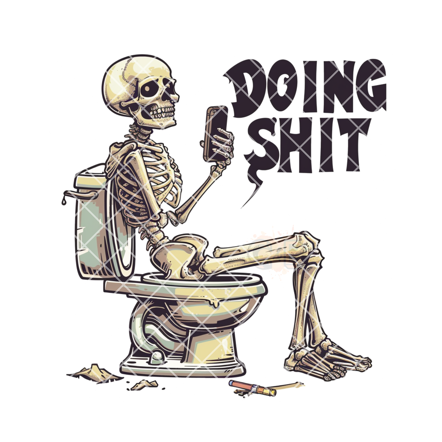 Doing ish skeleton on toilet PNG
