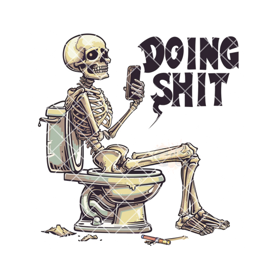 Doing ish skeleton on toilet PNG