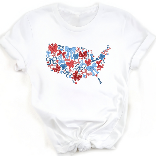 Ribbon Bow America Silhouette - Premium Graphic T-Shirt for Casual Wear
