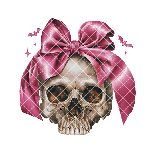 Skull big pink bow pink bats PNG