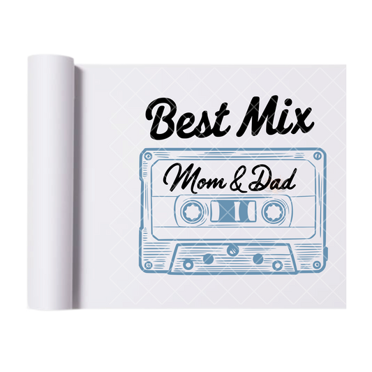 Mom And Dad Mix Tape - Direct Print Film Transfer for Trendy T-Shirts, Cotton, Polyester & Blends - High-Quality Print
