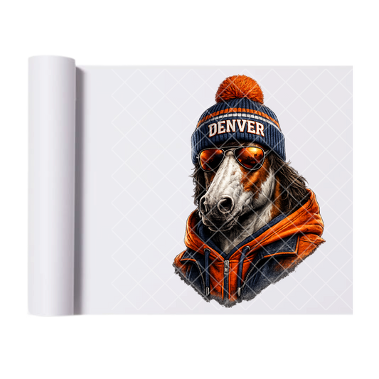 Denver Football - Direct Print Film Transfer for T-Shirts, Cotton, Polyester & Blends - High-Quality Print