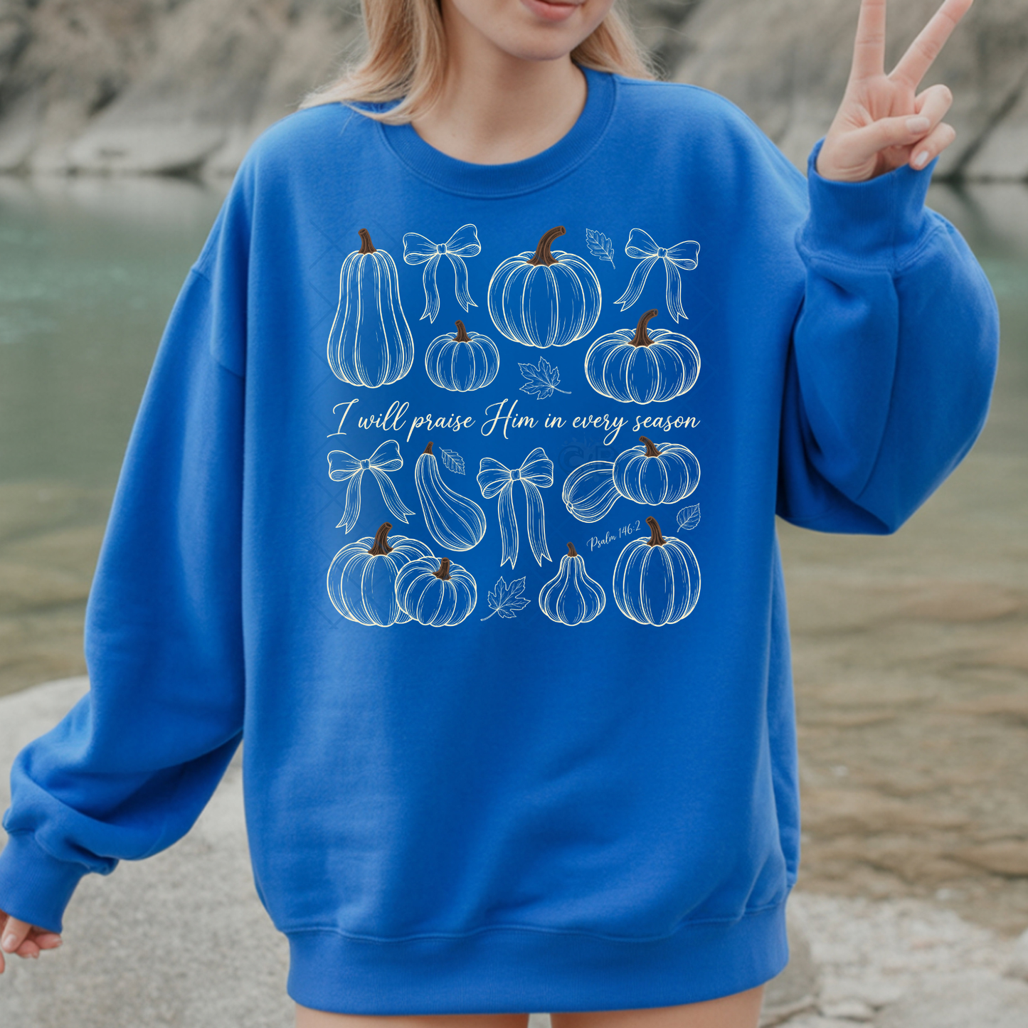 I Will Praise Him In Every Season Pumpkins - Premium Graphic T-Shirt for Casual Wear