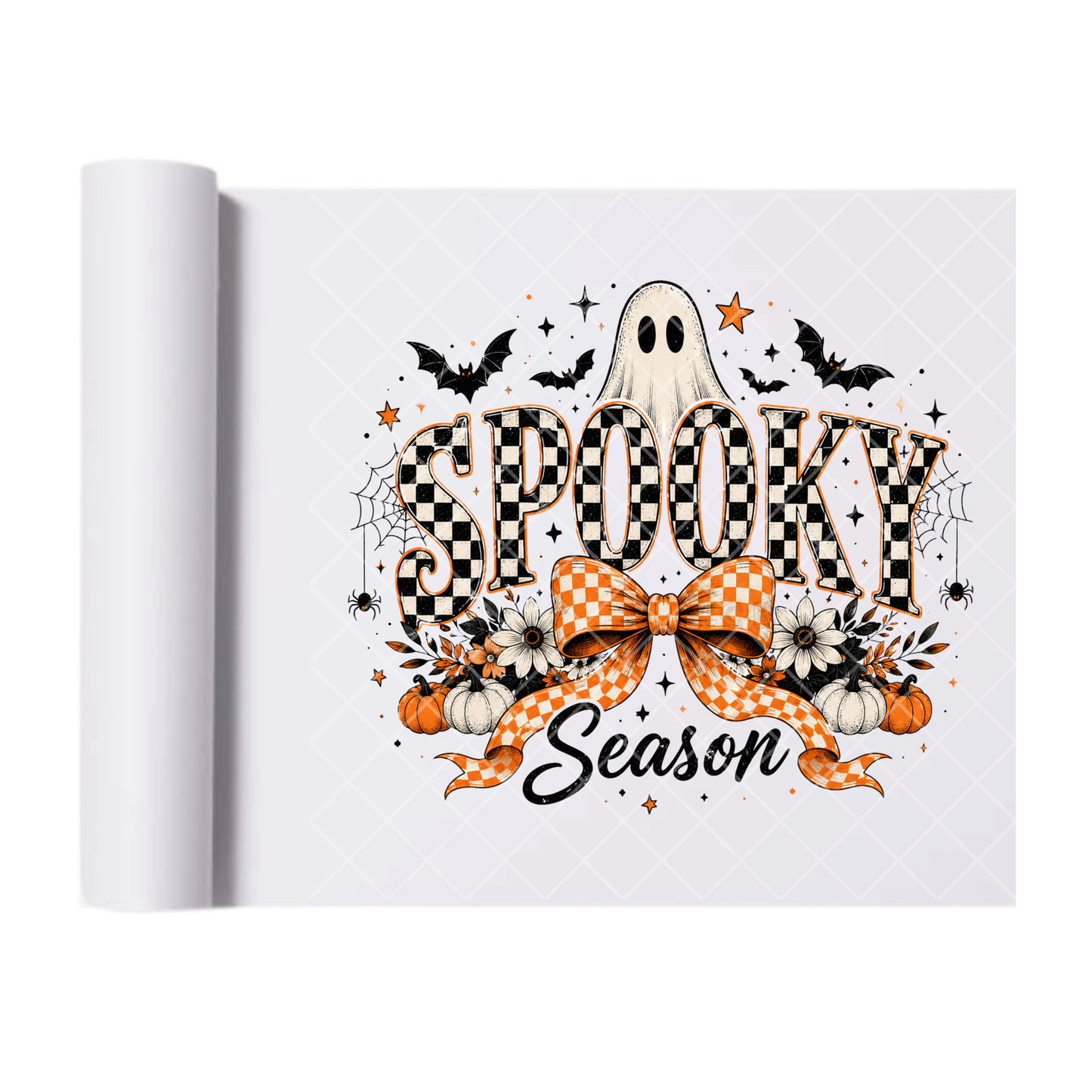 Checkered Spooky Season - Ready To Press Print Transfer for Apparel, Cotton, Polyester & Blends - High-Quality Print- Commercial Grade