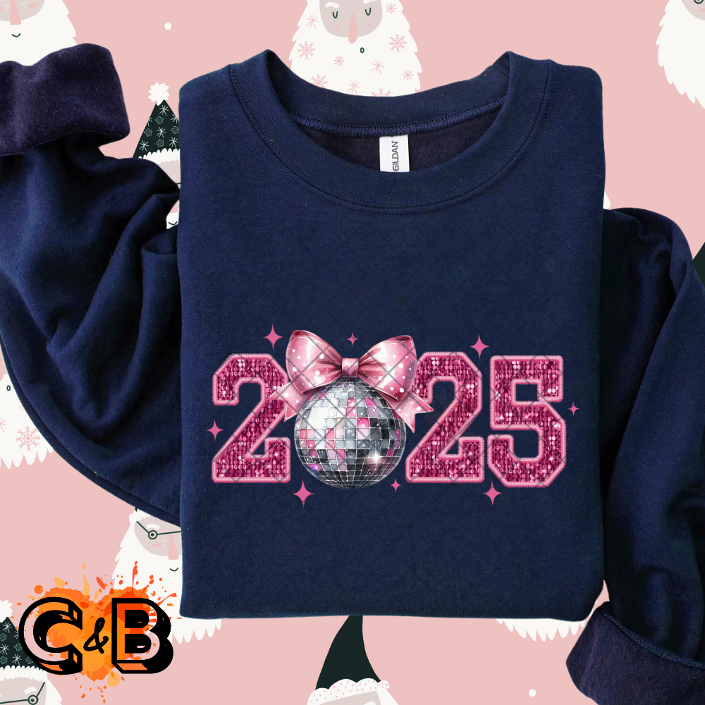 2025 disco ball glitter bow film t shirt transfer