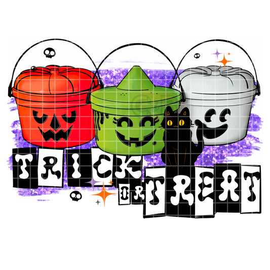 Trick Or Treat Buckets Black Cat PNG