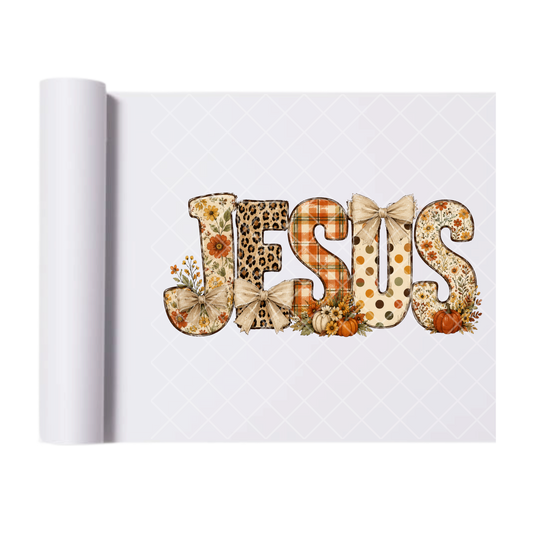 Patch Work Fall Jesus - Ready To Press Print Transfer for Apparel, Cotton, Polyester & Blends - High-Quality Print- Commercial Grade