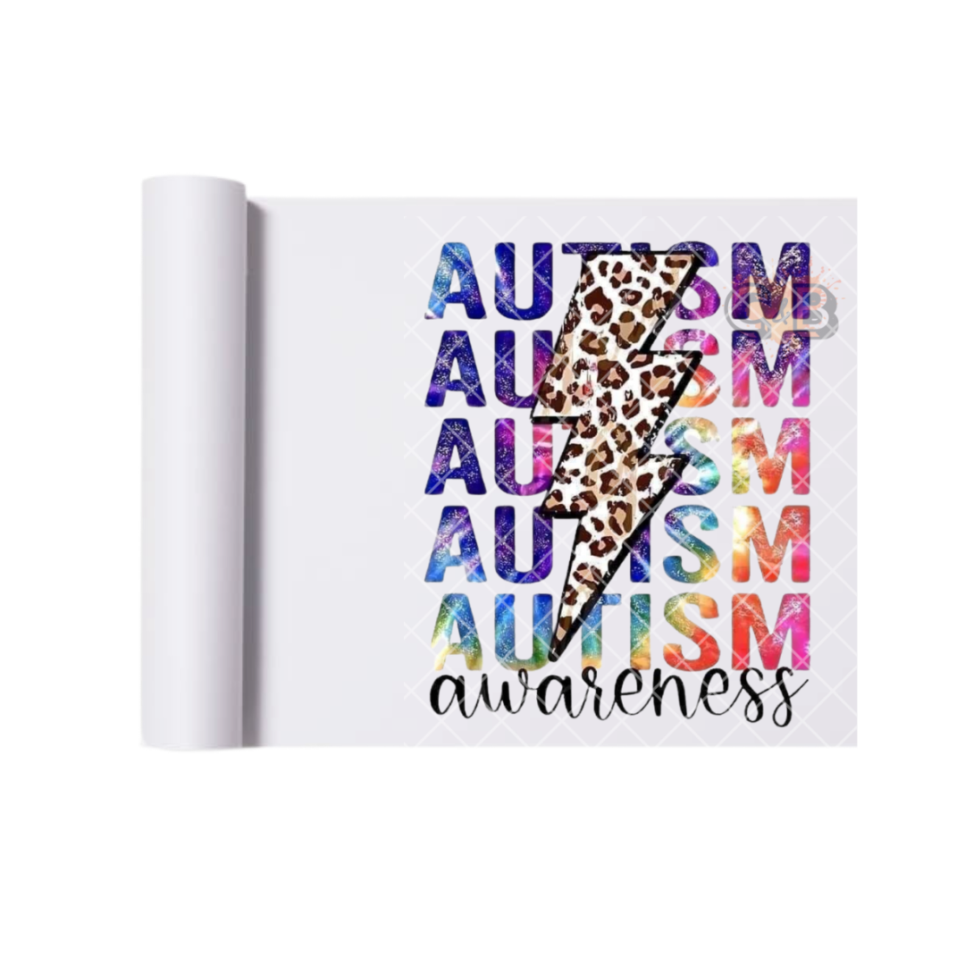 Lightning Wording Autism Awareness DTF Transfer