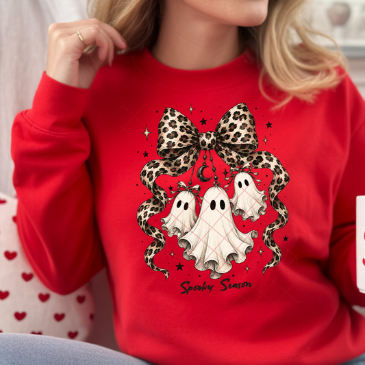 Leopard Bow Hanging Ghosts - Premium Graphic T-Shirt for Casual Wear