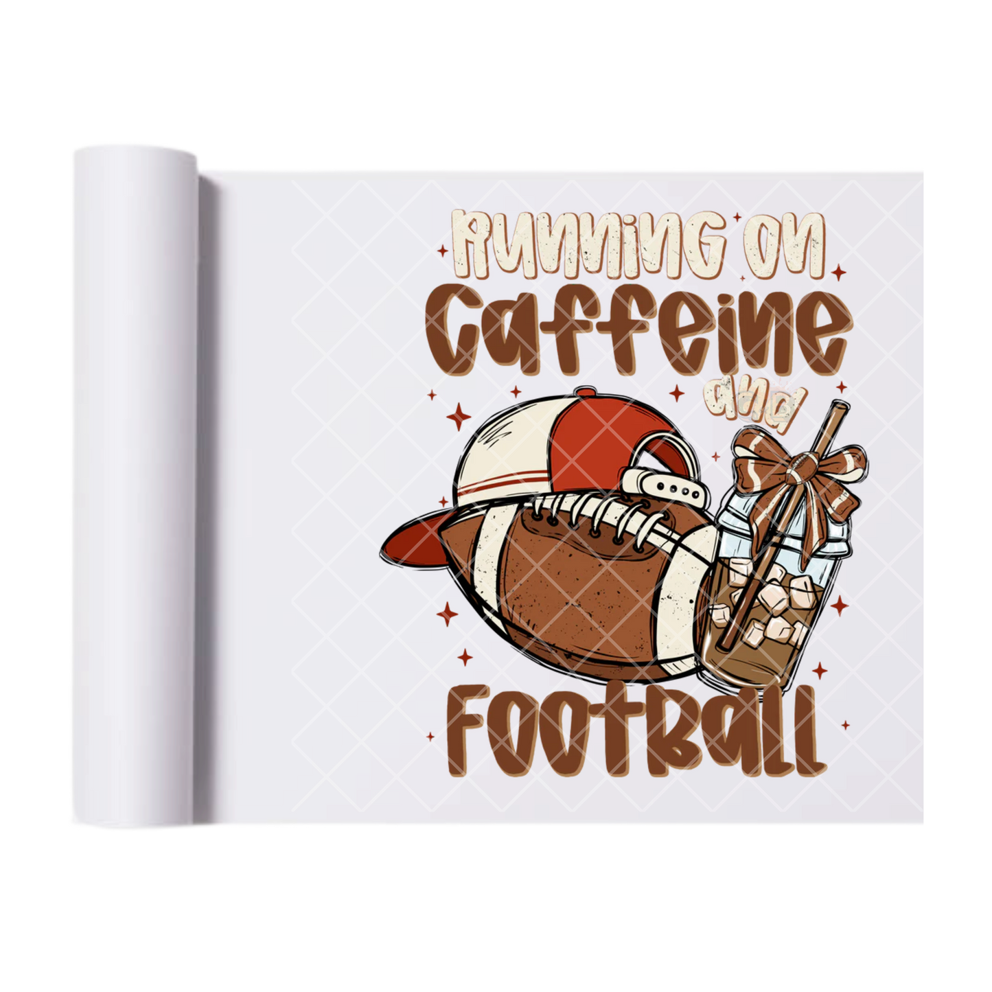 Running on Caffeine Football - Direct Print Film Transfer for T-Shirts, Cotton, Polyester & Blends - High-Quality Print