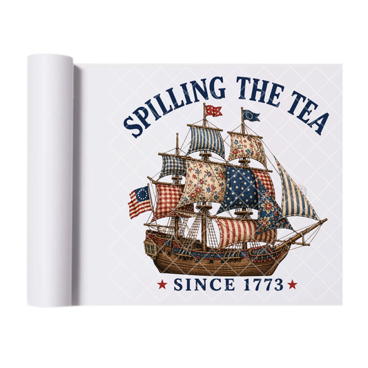 Spilling The Tea - Direct Transfer Print, Ready To Press For T-Shirts, Cotton, Polyester & Blends - Tshirt Business Quality