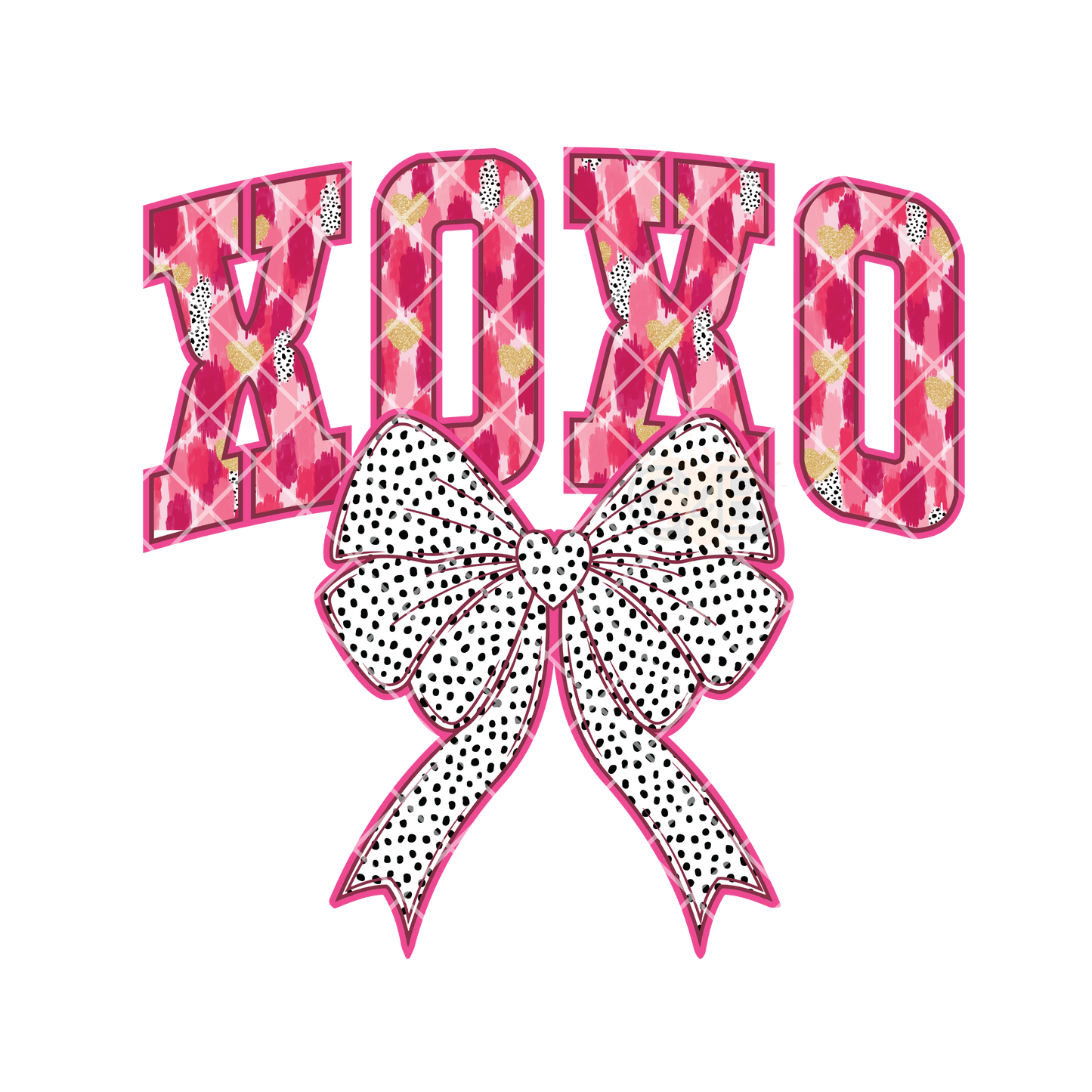 XOXO with dotted bow PNG