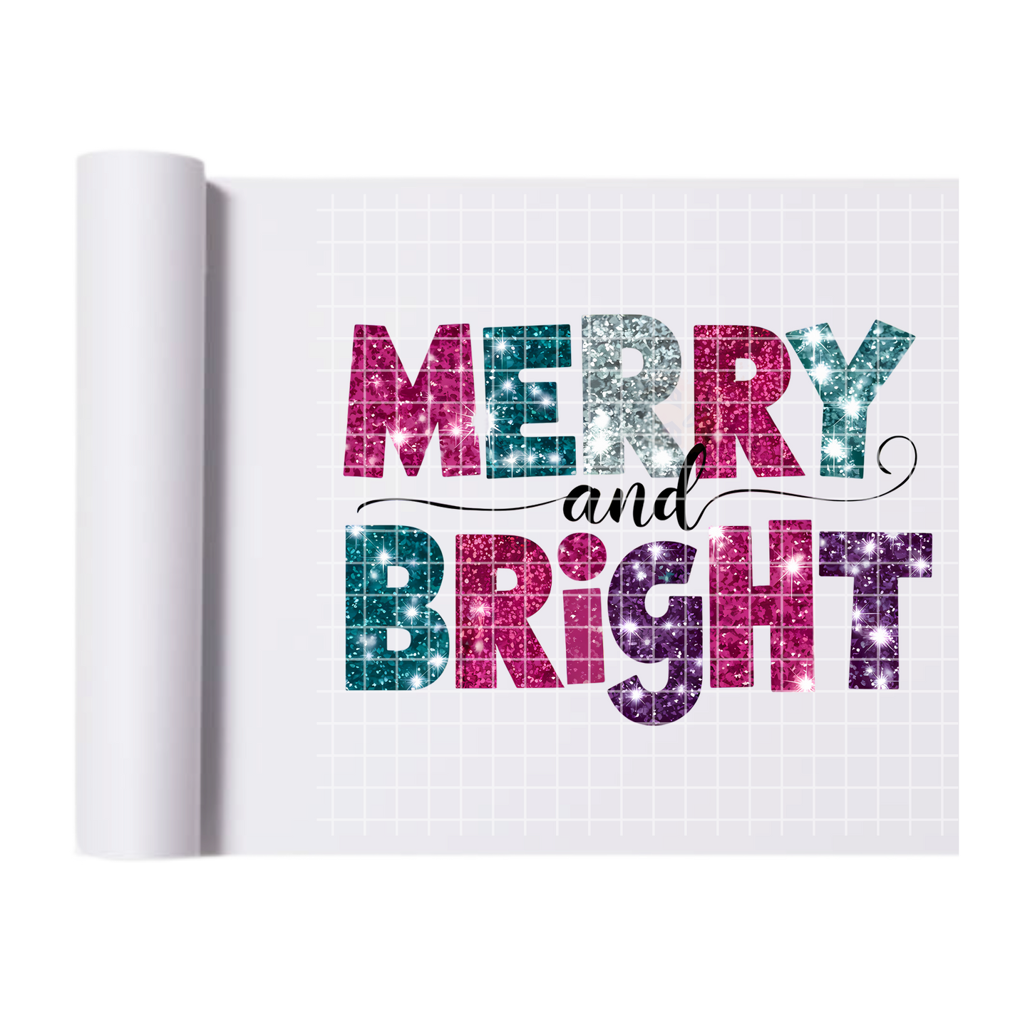 Merry And Bright Glitter Shine DTF Transfer