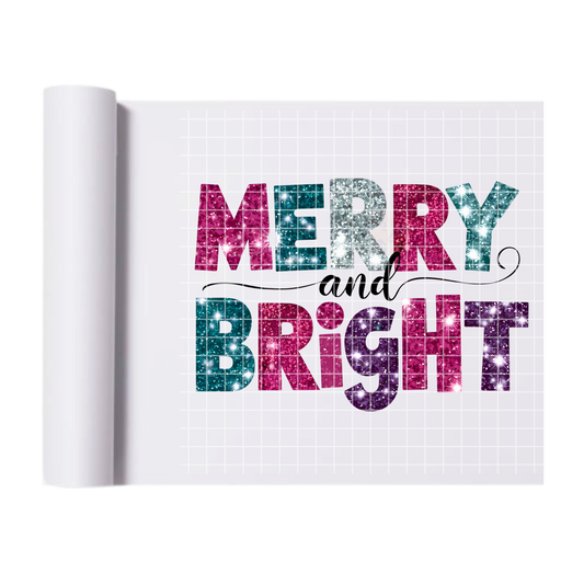 Merry And Bright Glitter Shine DTF Transfer