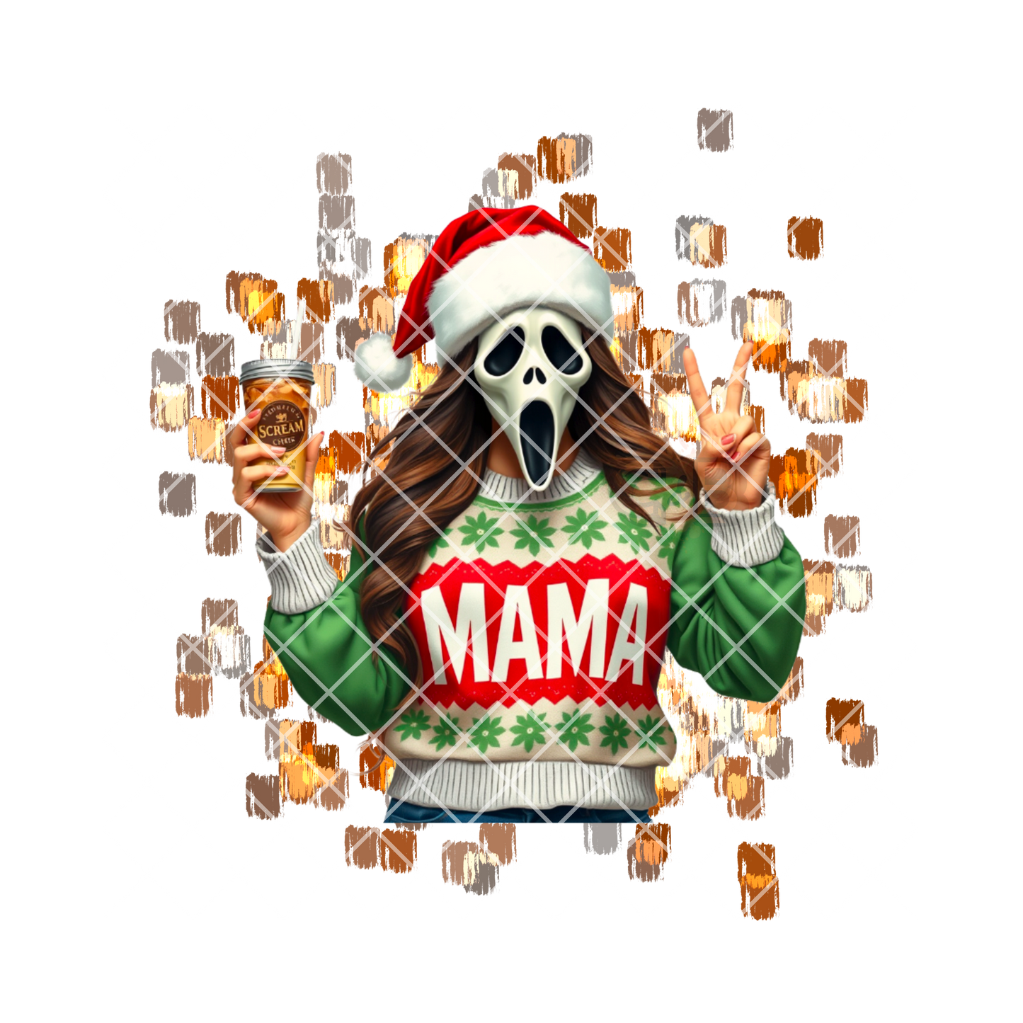 Ghostface christmas mama green film t shirt transfer