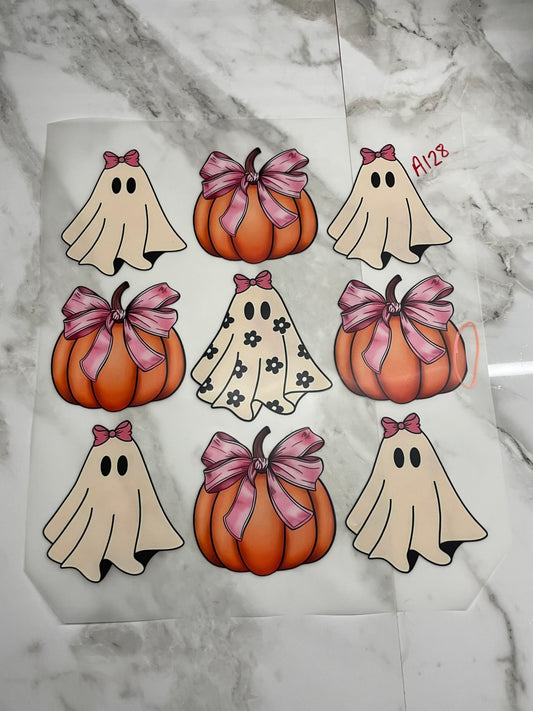 Ghost and pumpkins #A128 Discount Print