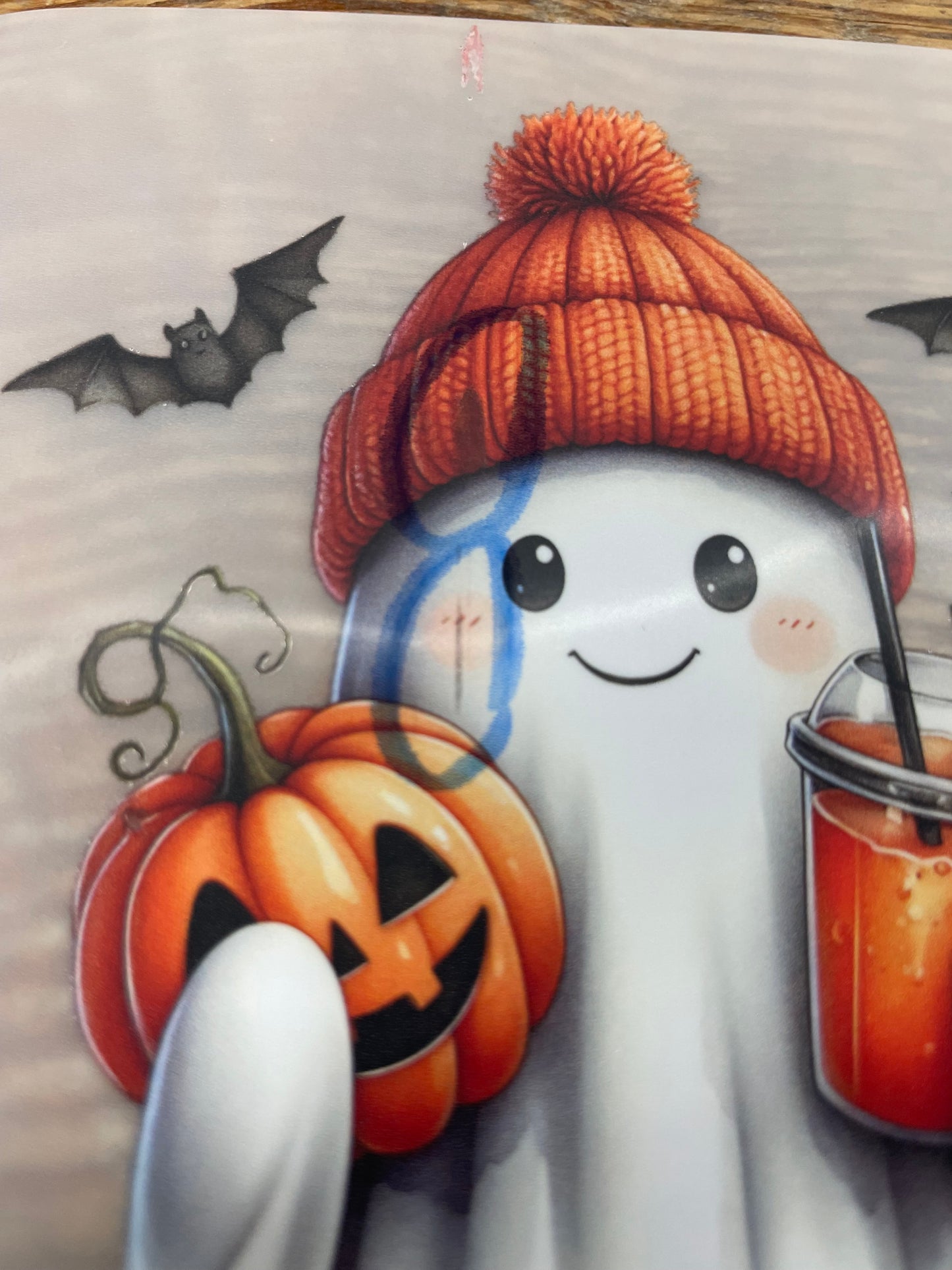 Ghost with hat and pumpkin #A28 Discount Print