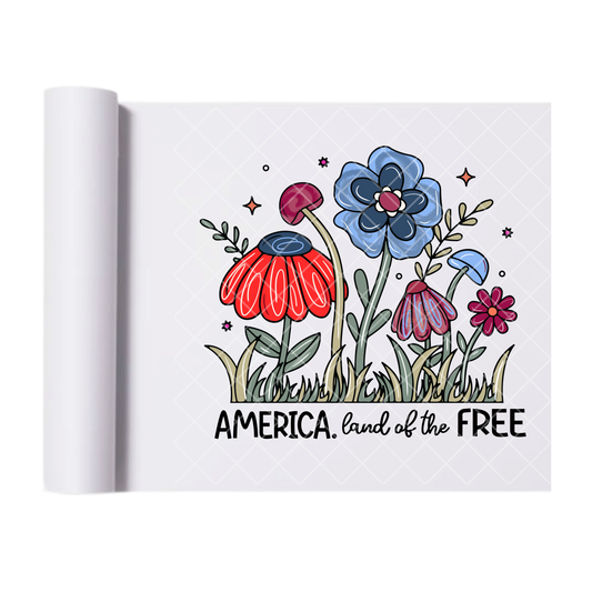 America Land Of The Free - Direct Print Film Transfer for Trendy T-Shirts, Cotton, Polyester & Blends - High-Quality Print
