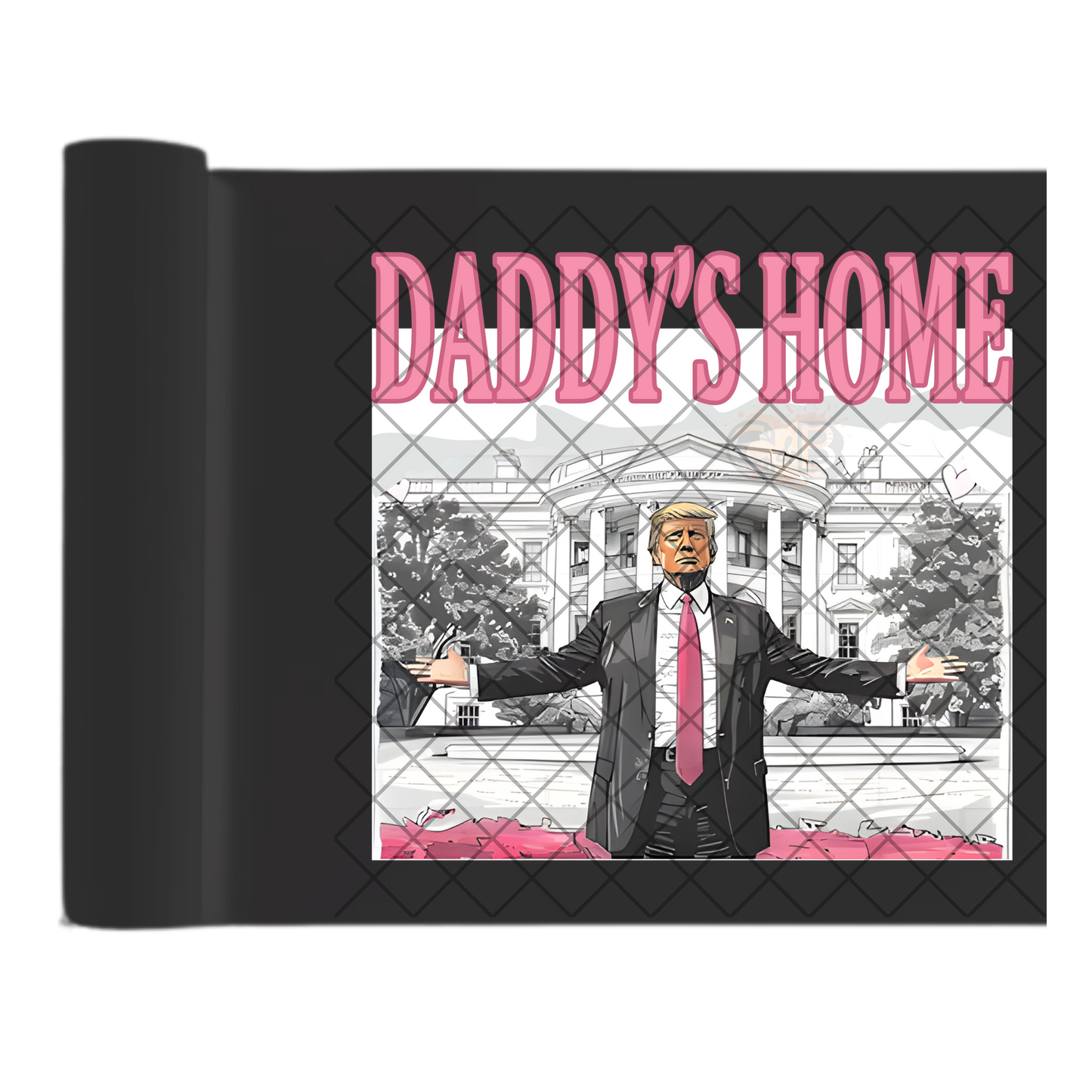 Daddy’s Home Black Suit Pink Font DTF Transfer