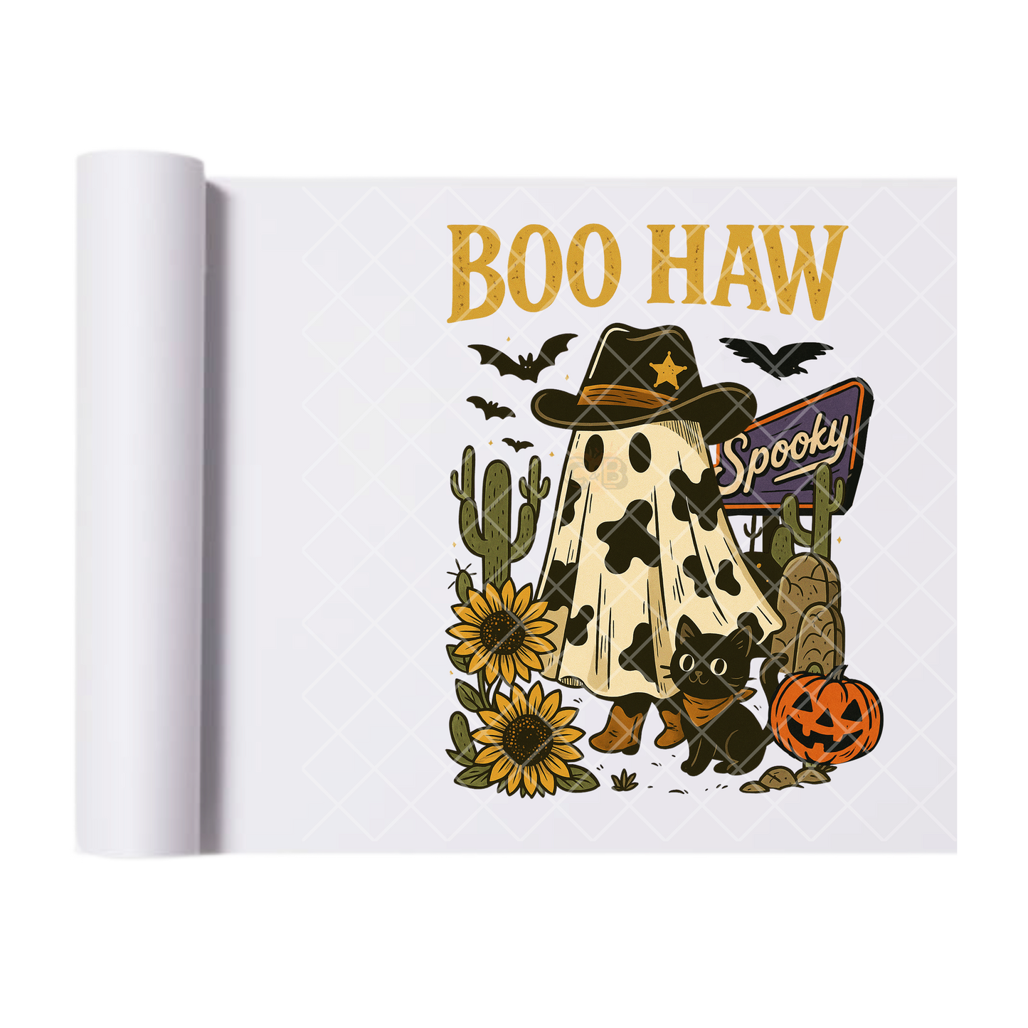 Boo Haw Spooky - Ready To Press Print Transfer for Apparel, Cotton, Polyester & Blends - High-Quality Print- Commercial Grade