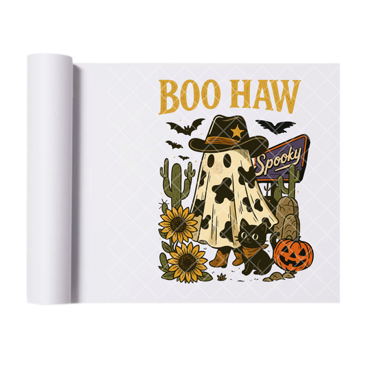 Boo Haw Spooky - Ready To Press Print Transfer for Apparel, Cotton, Polyester & Blends - High-Quality Print- Commercial Grade