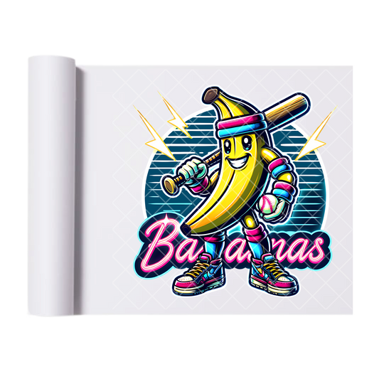 Baseball Banana - Direct Print Film Transfer for T-Shirts, Cotton, Polyester & Blends - High-Quality Print