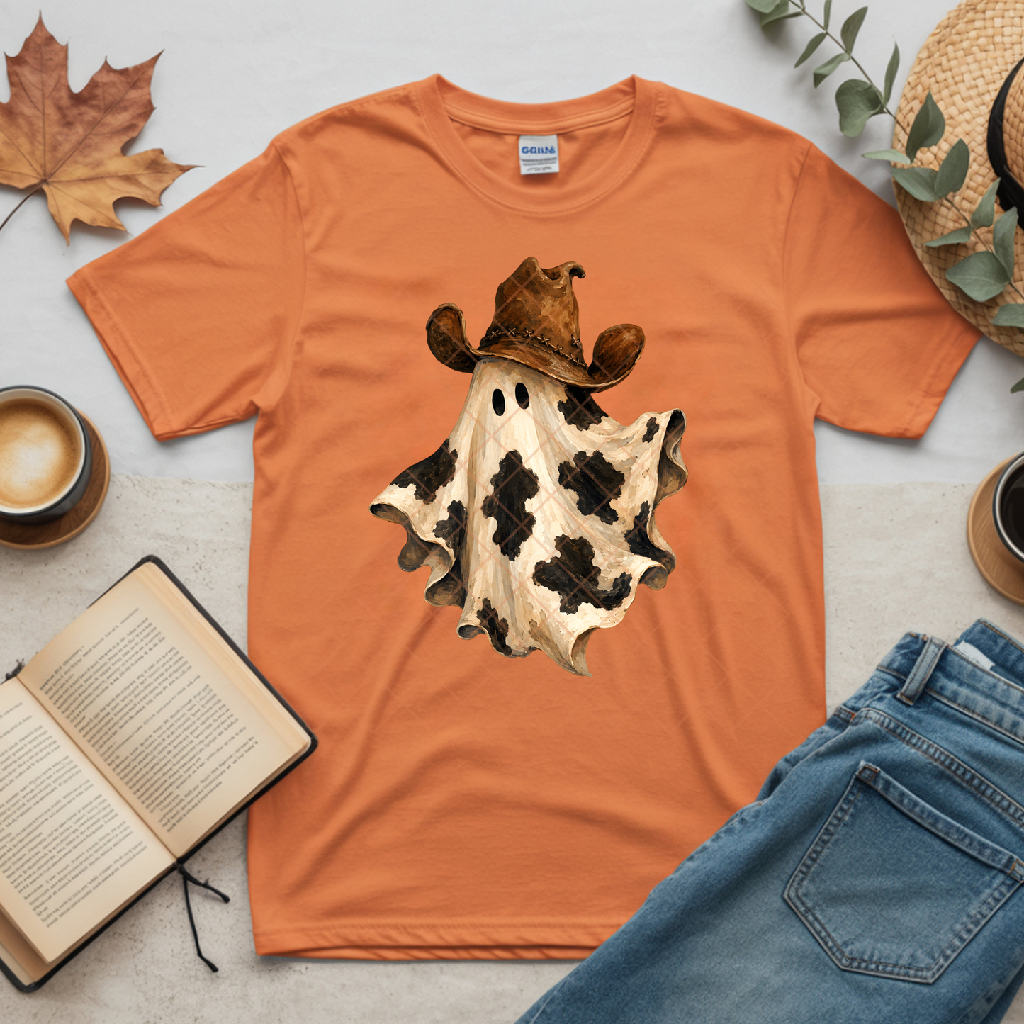 Cowboy Hat Cow Ghost - Premium Graphic T-Shirt for Casual Wear