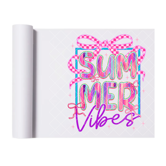 Summer Vibes Pink Checkered - Direct Print Film Transfer for T-Shirts, Cotton, Polyester & Blends - High-Quality Print