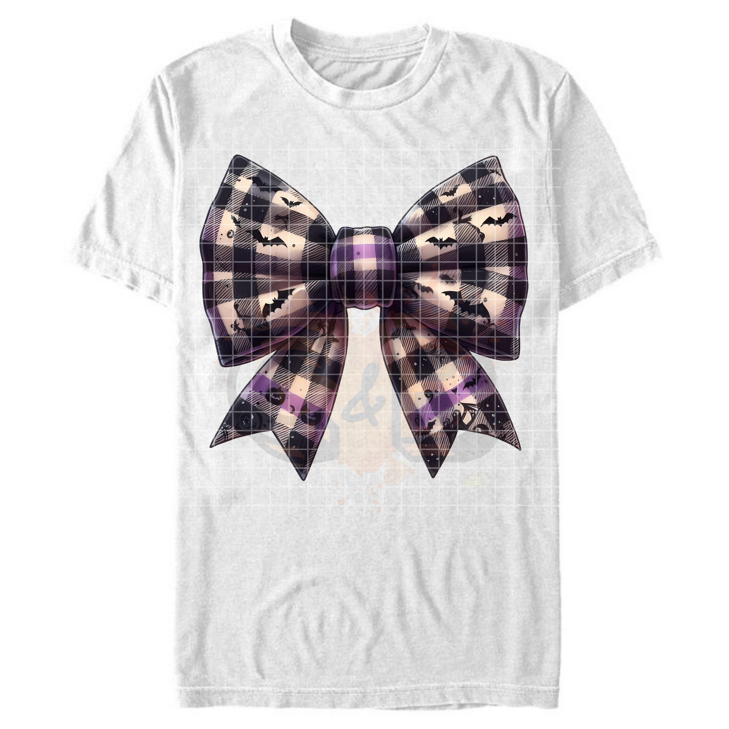 Black And Purple Halloween Bow T-Shirt