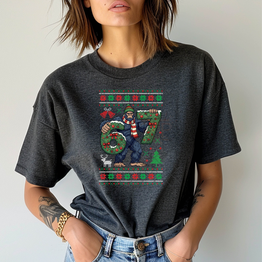 6 7 Holiday Sasquatch - Premium Graphic T-Shirt for Casual Wear