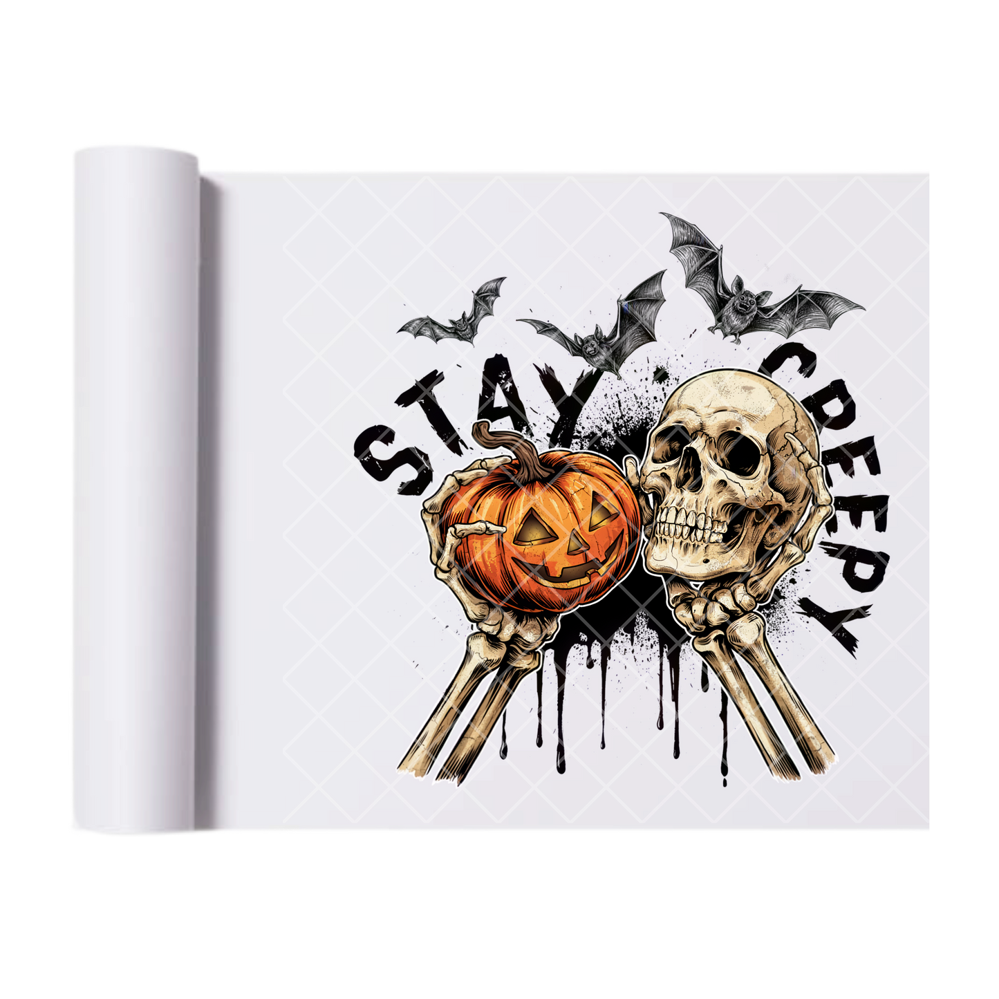 Stay Creep Illustration Halloween - Ready To Press Print Transfer for Apparel, Cotton, Polyester & Blends - High-Quality Print- Commercial Grade