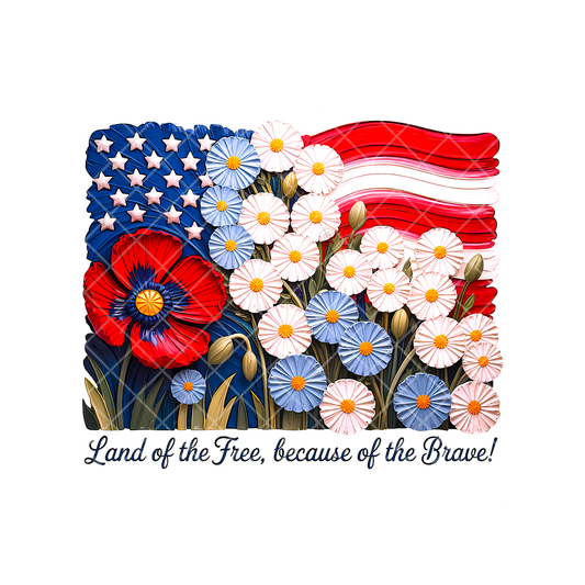 Gesso Paint Patriotic Floral PNG