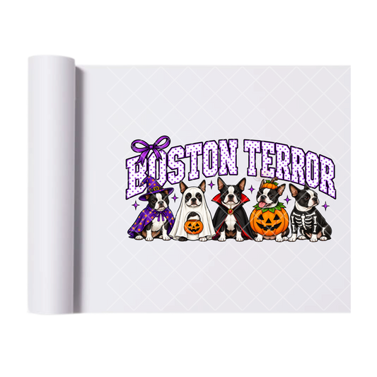 Boston Terror Halloween Dogs - Ready To Press Print Transfer for Apparel, Cotton, Polyester & Blends - High-Quality Print- Commercial Grade