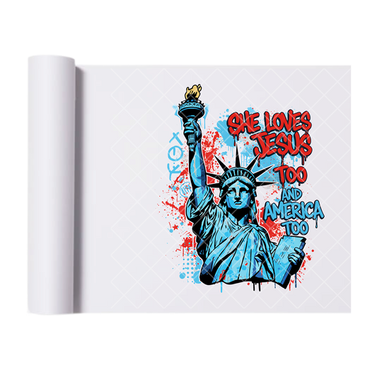 God Love Jesus And America - Direct Print Film Transfer for Trendy T-Shirts, Cotton, Polyester & Blends - High-Quality Print