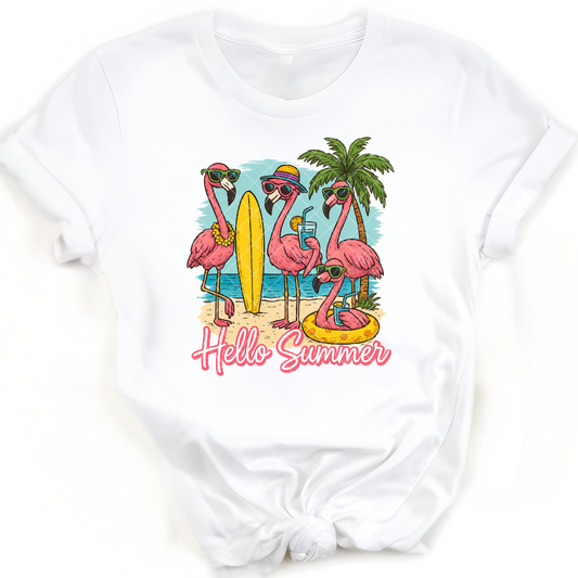 Hello Summer Flamingo - Premium Graphic Trendy T-Shirt for Casual Wear