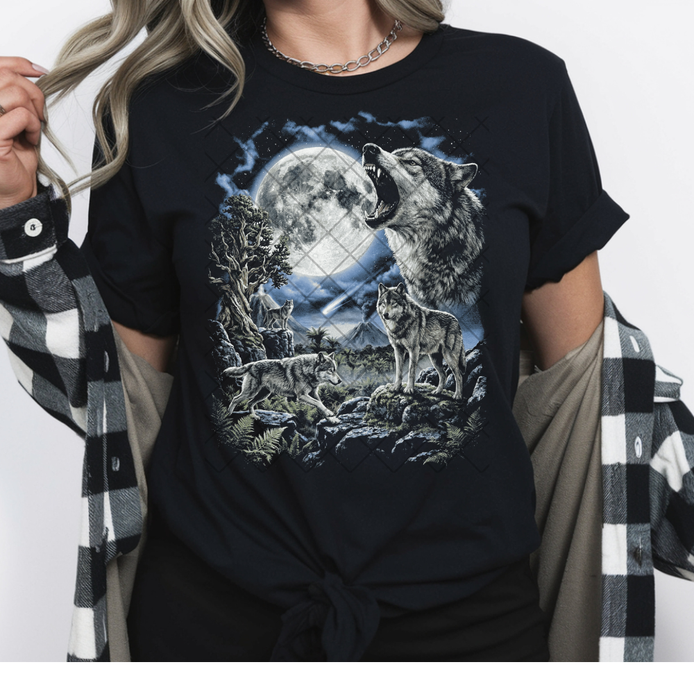 Wolves Midnight Moon - Premium Graphic T-Shirt for Casual Wear