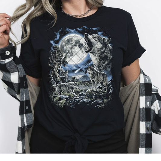 Wolves Midnight Moon - Premium Graphic T-Shirt for Casual Wear